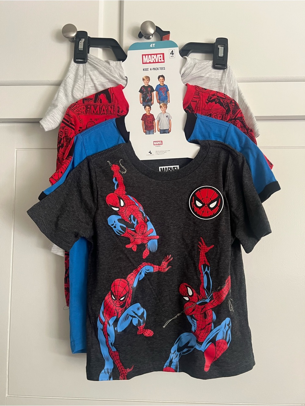 Marvel Spider-man Size 4T T-Shirts 4-
Pack Tee's Short Sleeves Kids